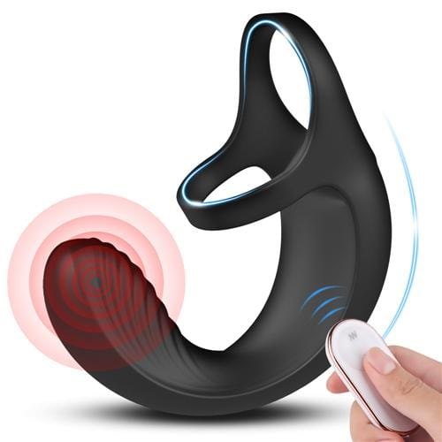 Black bendable prostate massager with cock ring, photo 1
