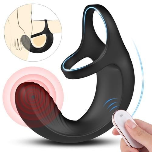 Black bendable prostate massager with cock ring, photo 2