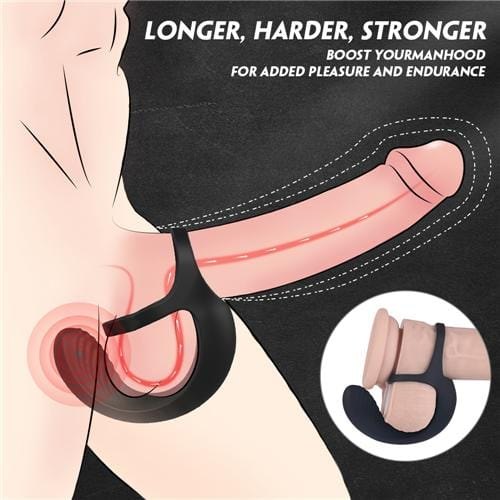 Black bendable prostate massager with cock ring, photo 4