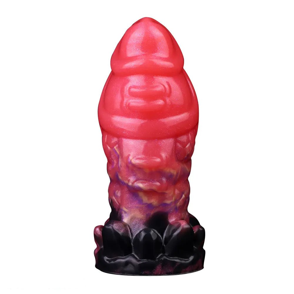 Red berry textured fantasy silicone dildo, photo 1