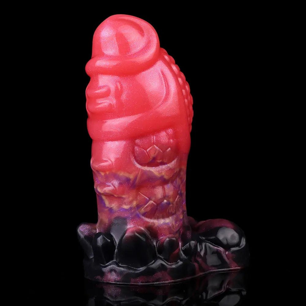 Red berry textured fantasy silicone dildo, photo 11