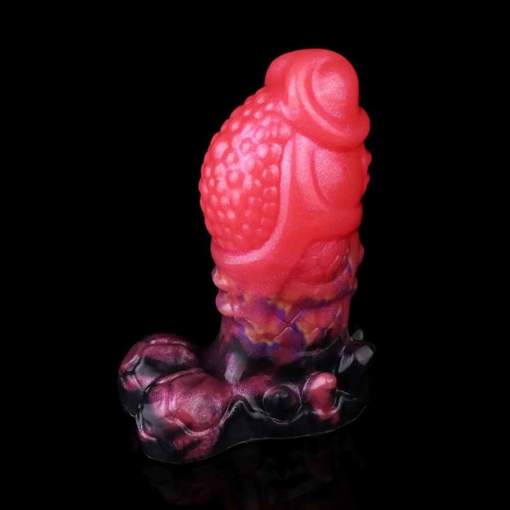 Red berry textured fantasy silicone dildo, photo 12