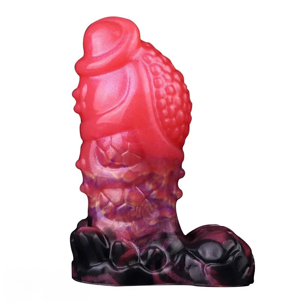 Red berry textured fantasy silicone dildo, photo 2