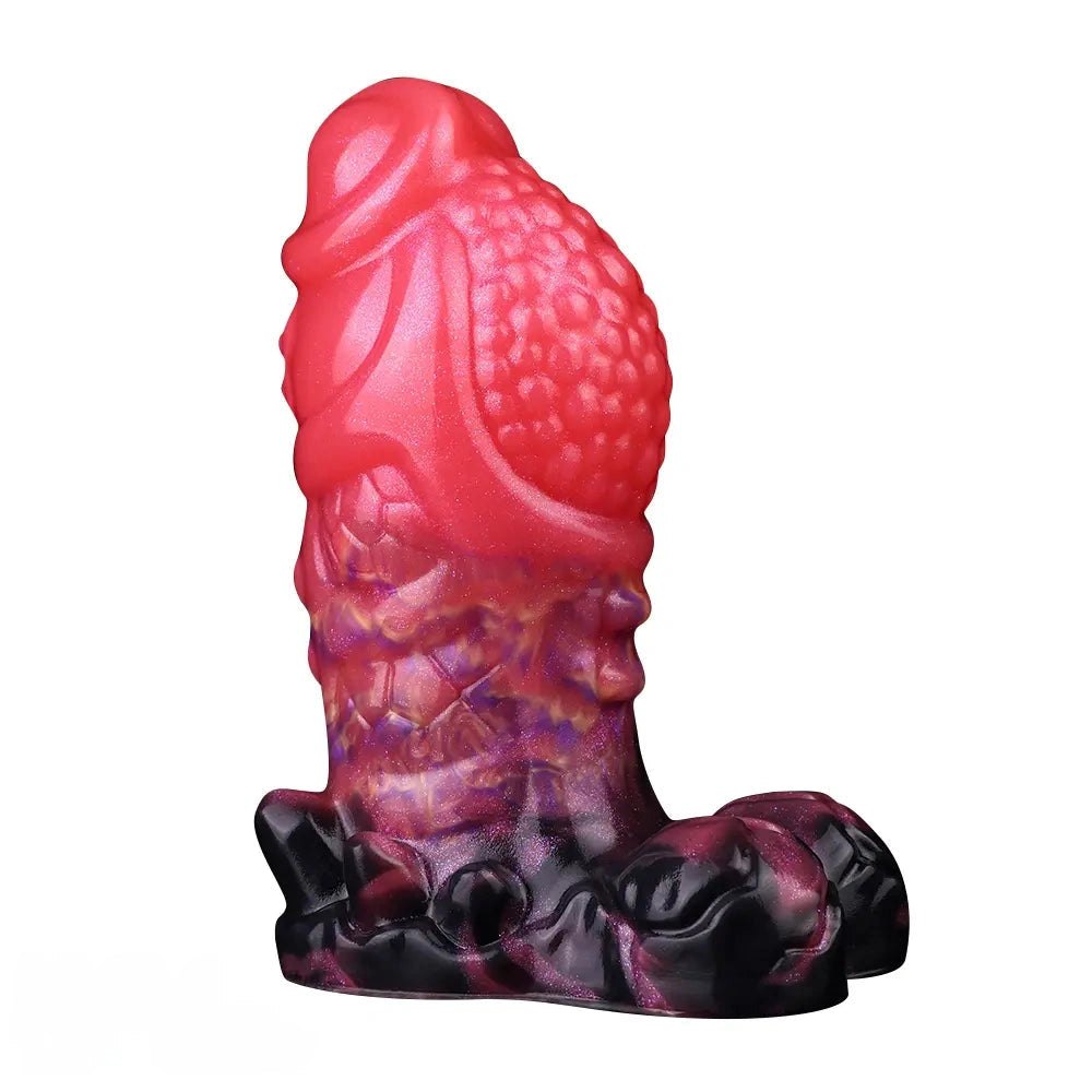 Red berry textured fantasy silicone dildo, photo 3