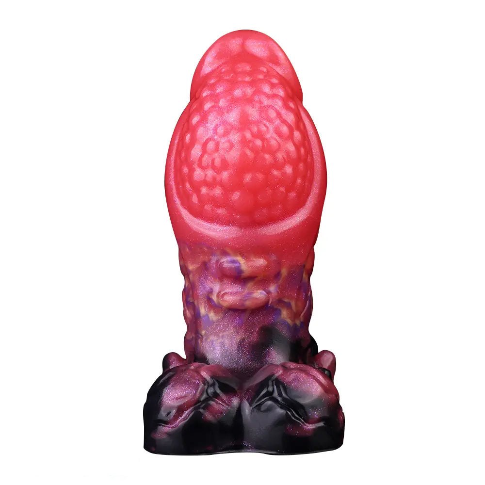 Red berry textured fantasy silicone dildo, photo 4