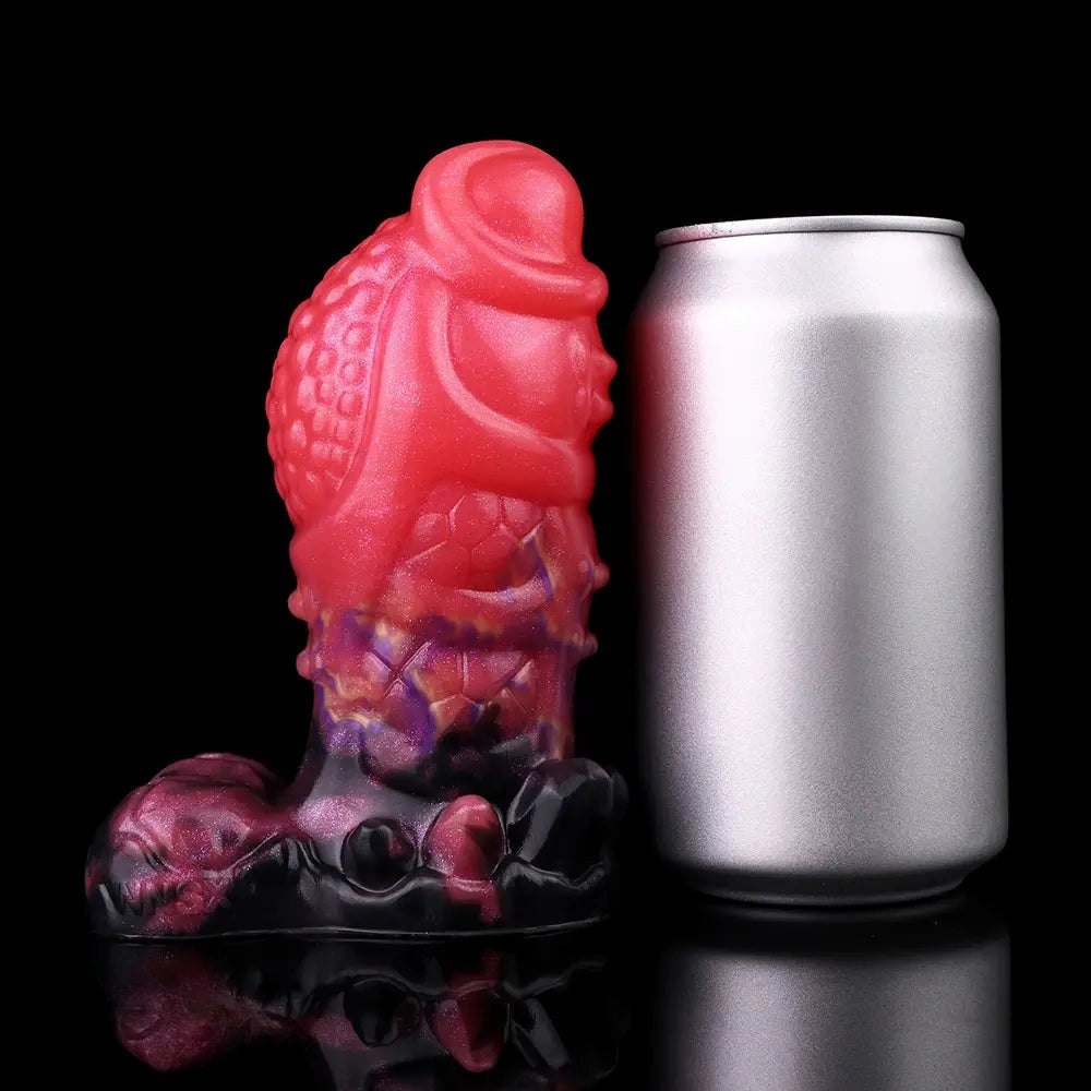 Red berry textured fantasy silicone dildo, photo 7