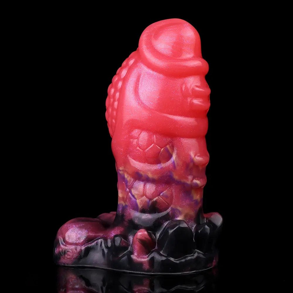Red berry textured fantasy silicone dildo, photo 9