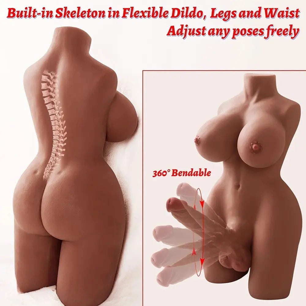 Flesh-toned silicone breast torso with attached dildo, photo 7