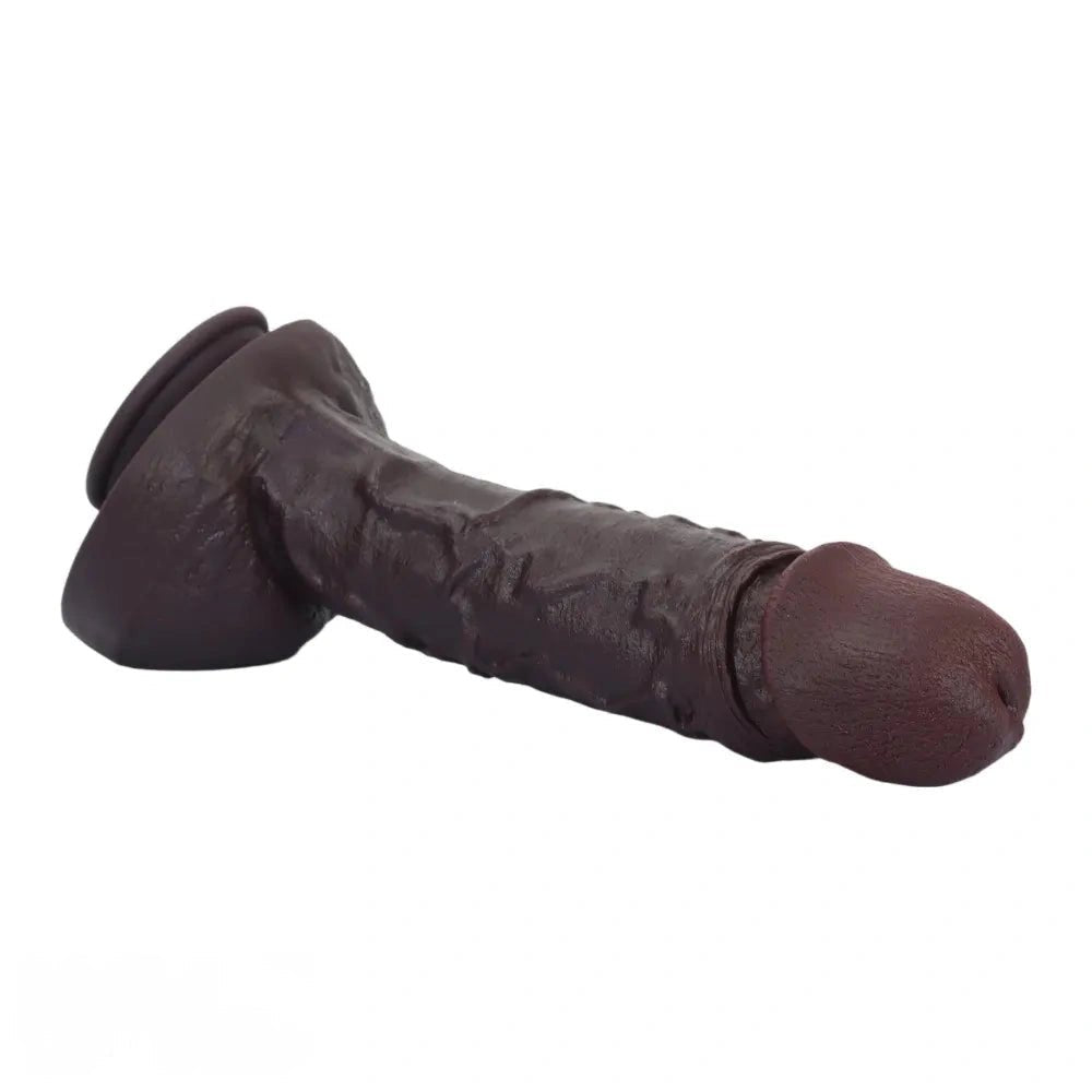 Coffee silicone suction cup dildo with large glans head, photo 10