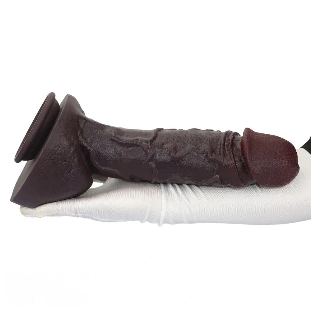 Coffee silicone suction cup dildo with large glans head, photo 12