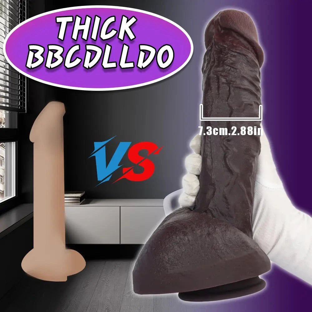 Coffee silicone suction cup dildo with large glans head, photo 3