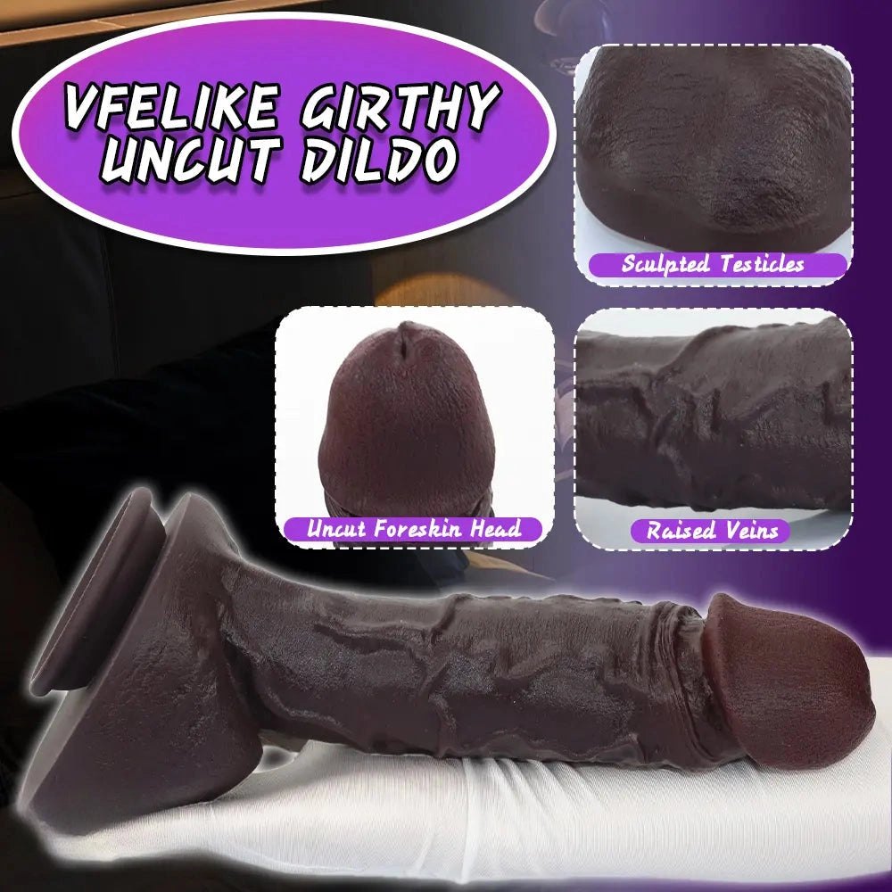 Coffee silicone suction cup dildo with large glans head, photo 4