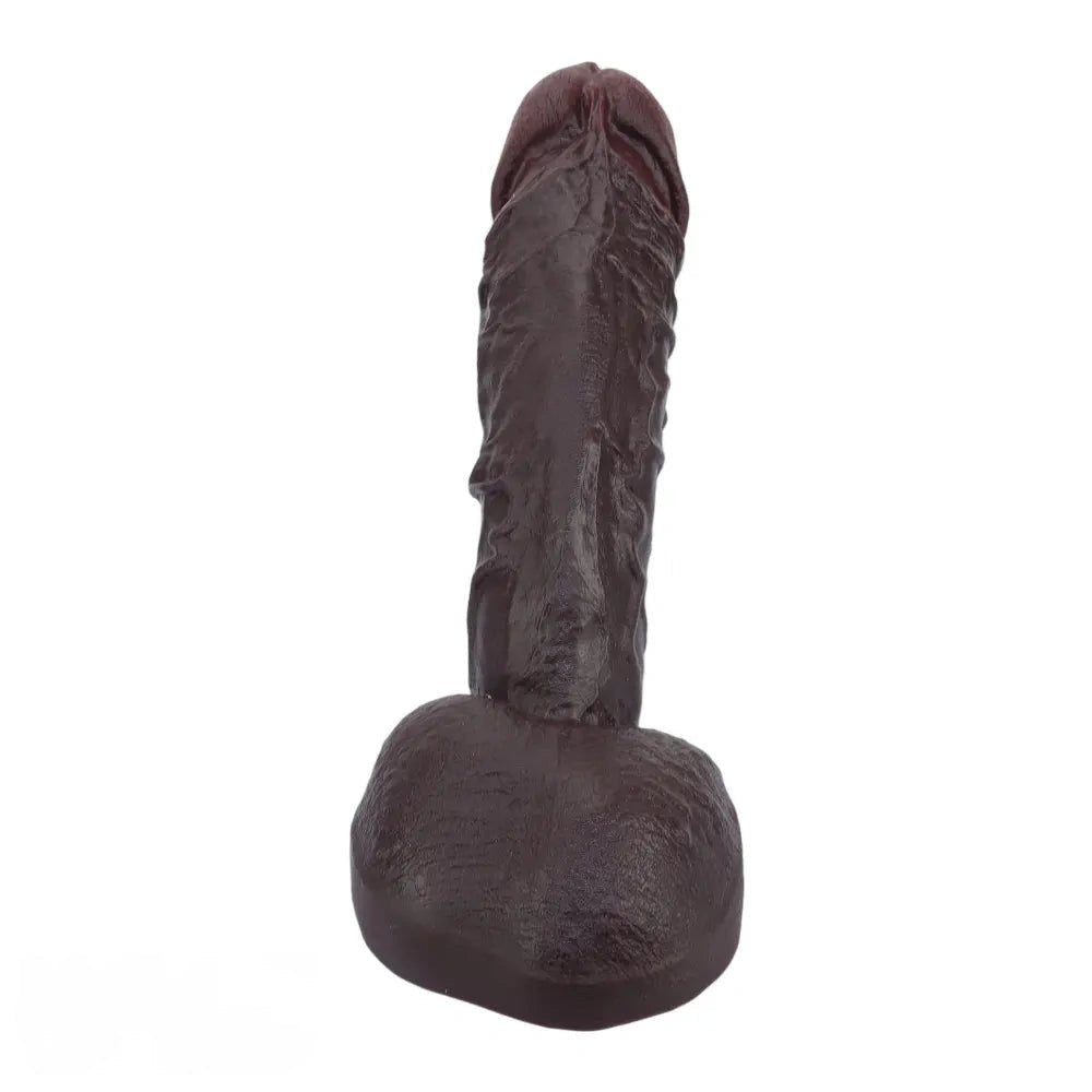 Coffee silicone suction cup dildo with large glans head, photo 7
