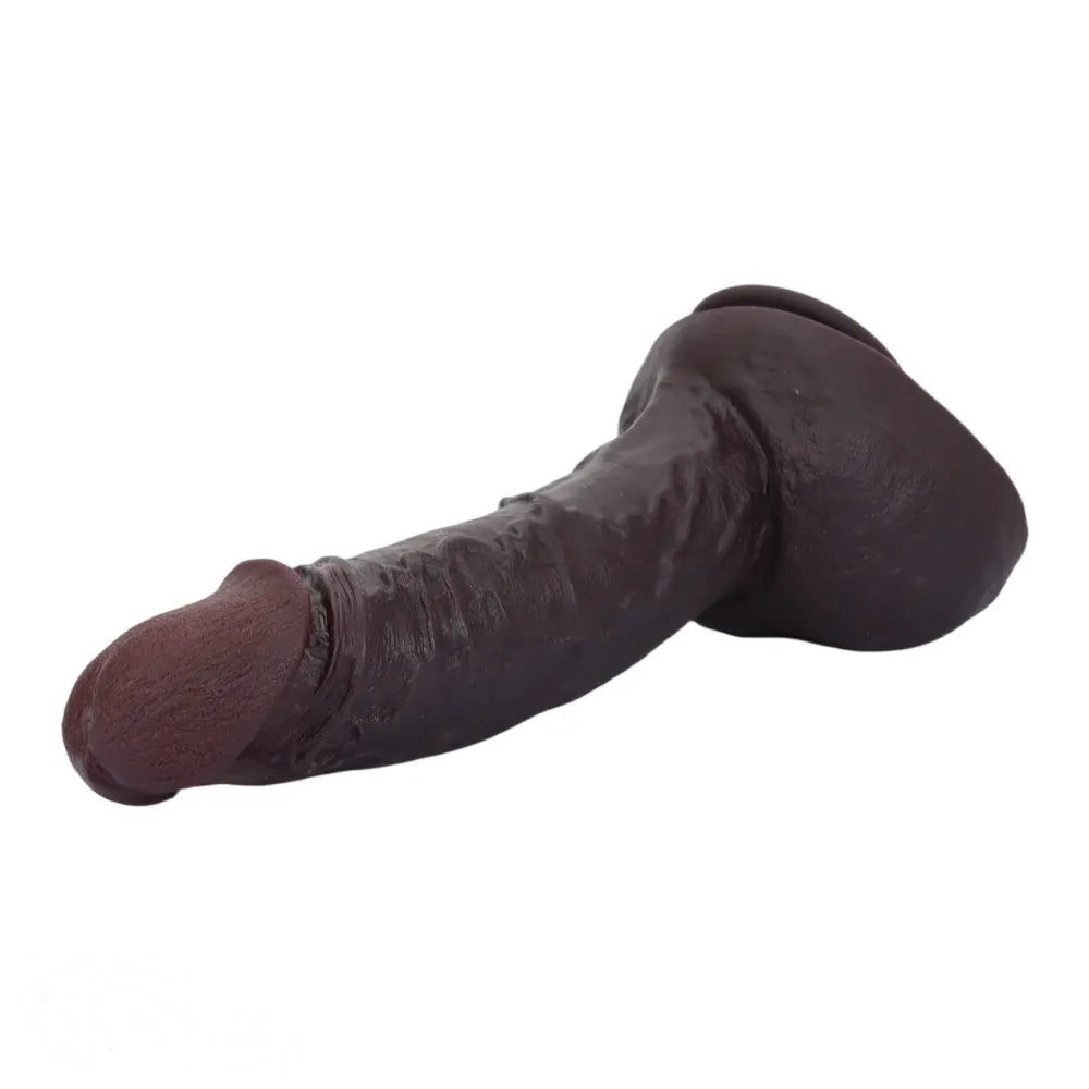 Coffee silicone suction cup dildo with large glans head, photo 9