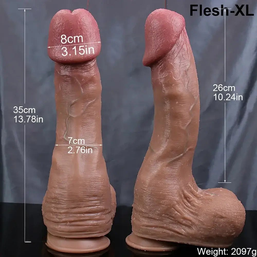 Flesh realistic silicone dildo with sculpted head