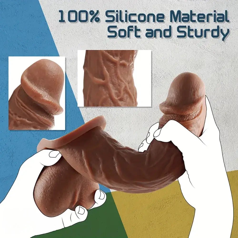 Brown silicone suction cup dildo with large glans, photo 5