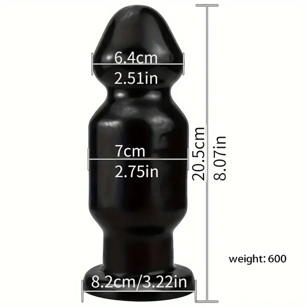 Black big head pvc anal plug