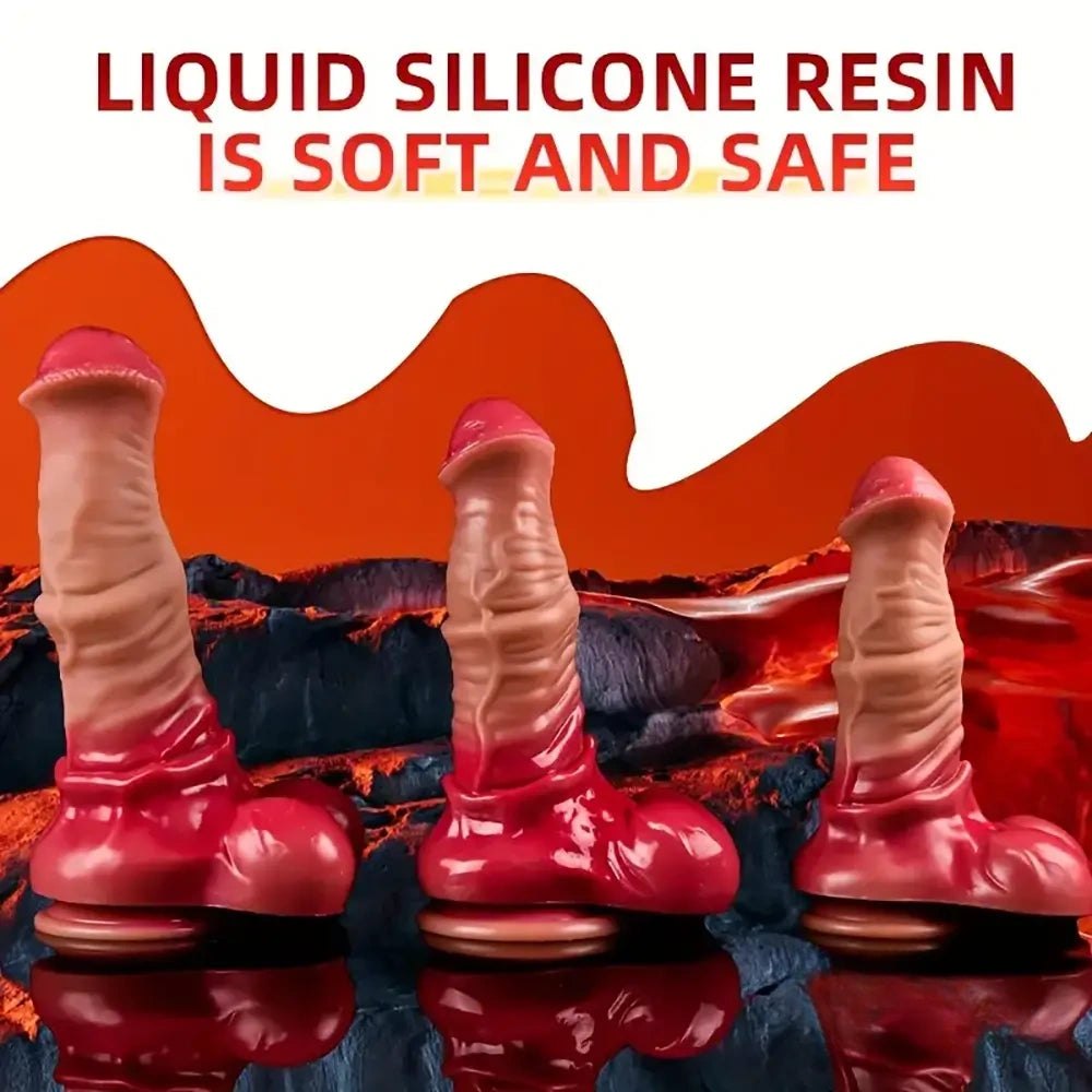 Red black big horse style knotted dildo, photo 1