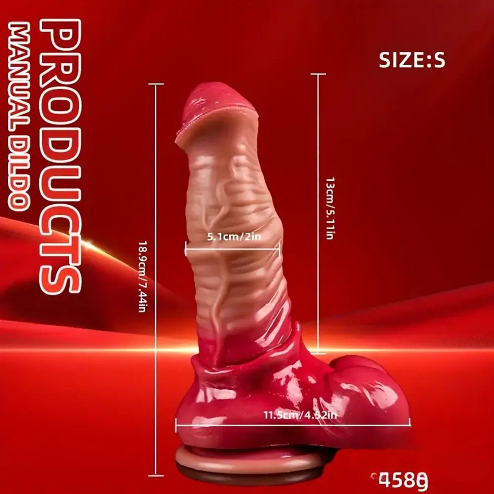 Red black big horse style knotted dildo, photo 5