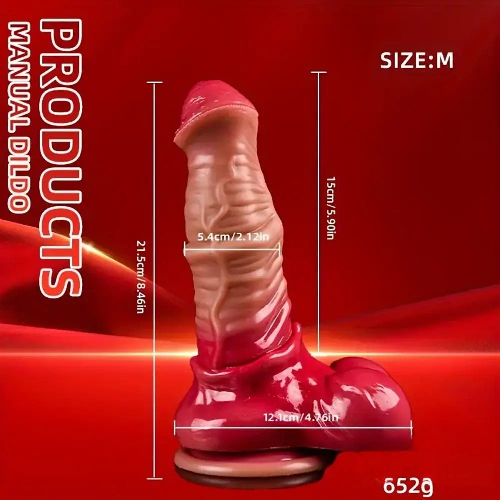 Red black big horse style knotted dildo, photo 6