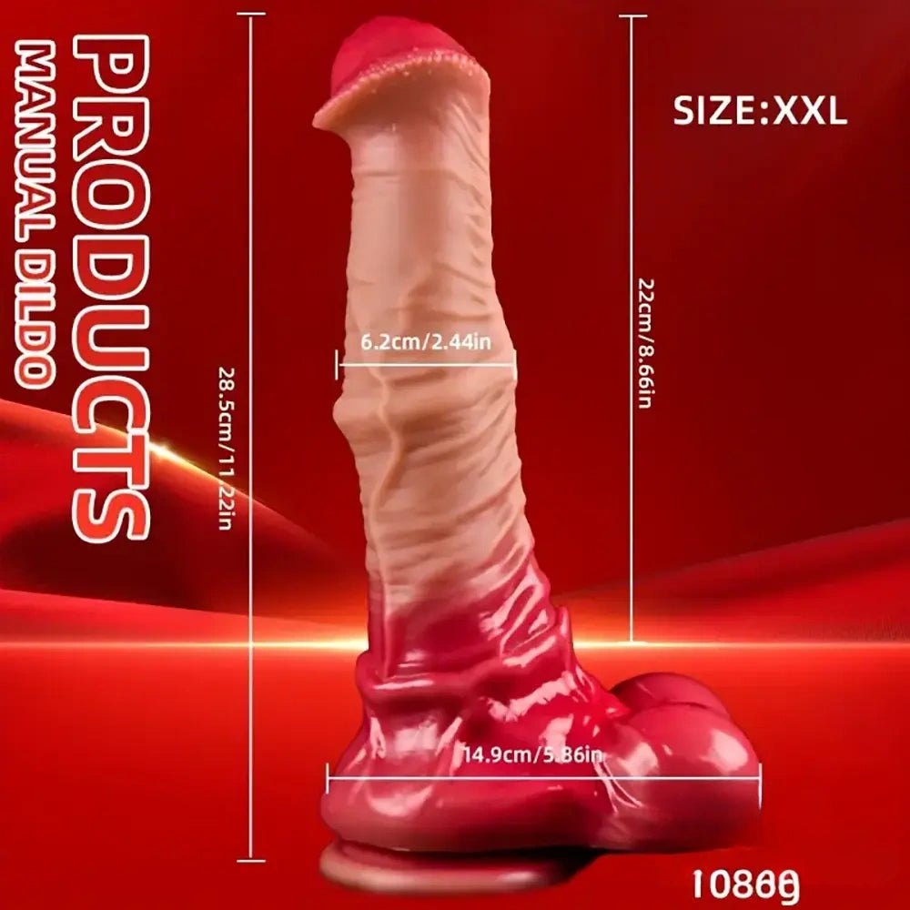 Red black big horse style knotted dildo, photo 8