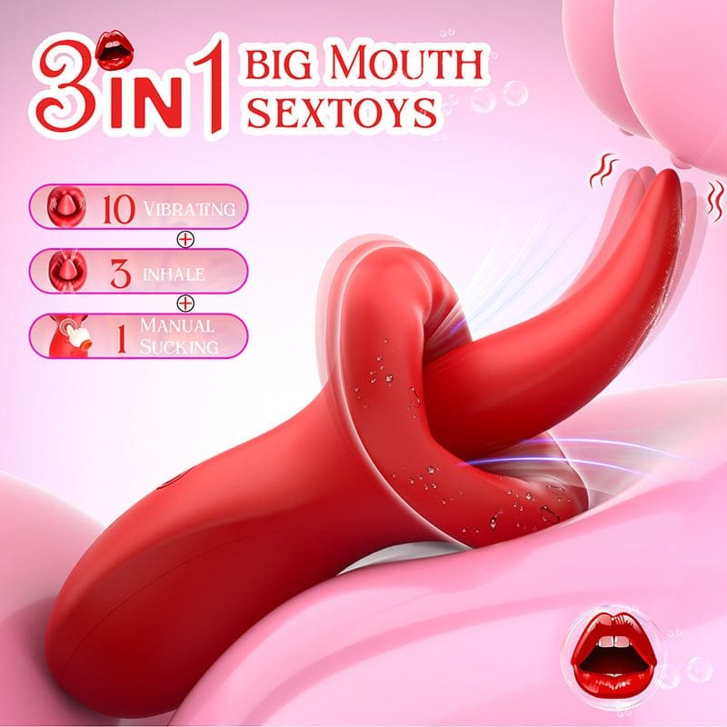 Red big mouth suction vibrator, photo 2