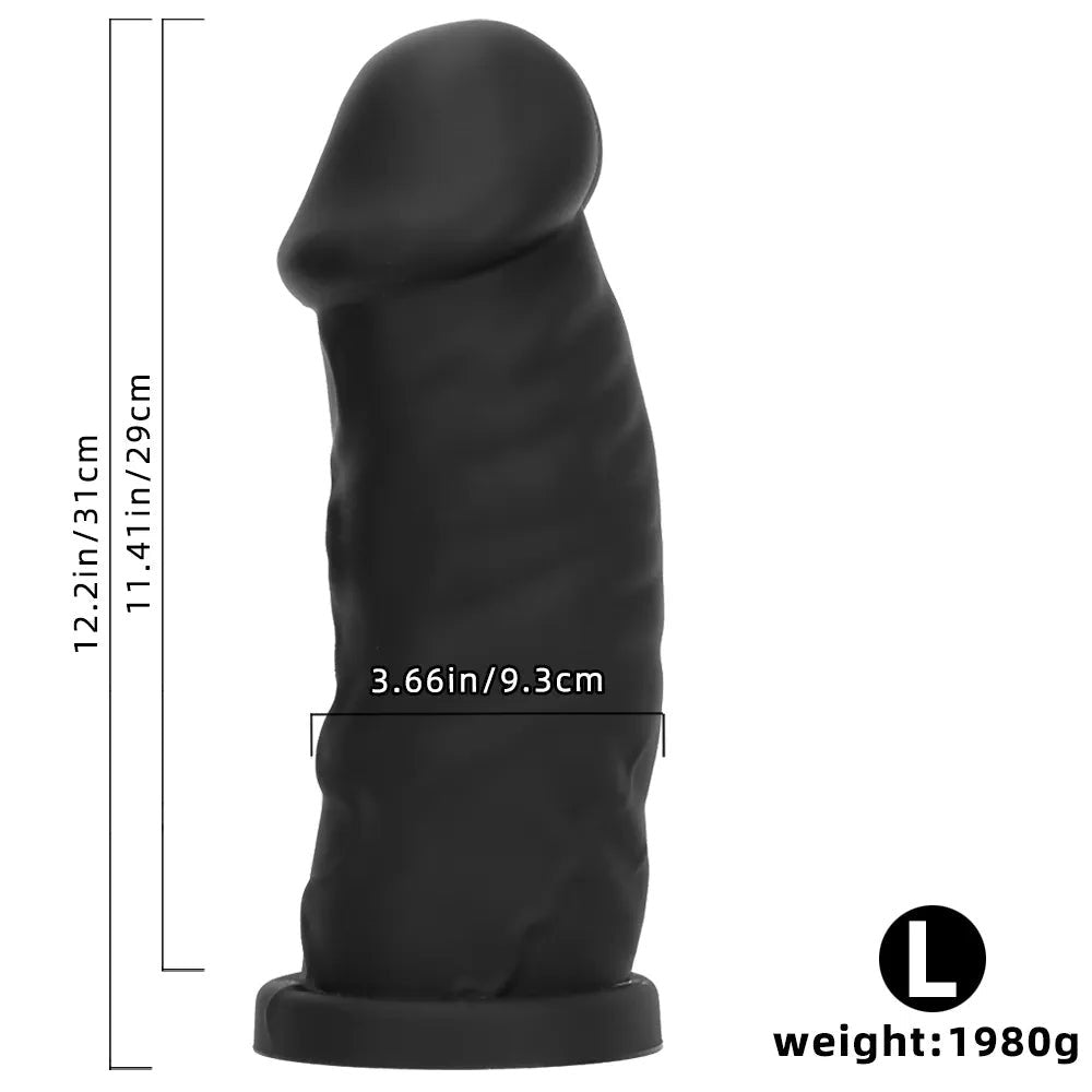 Black silicone mushroom head suction cup dildo, photo 16