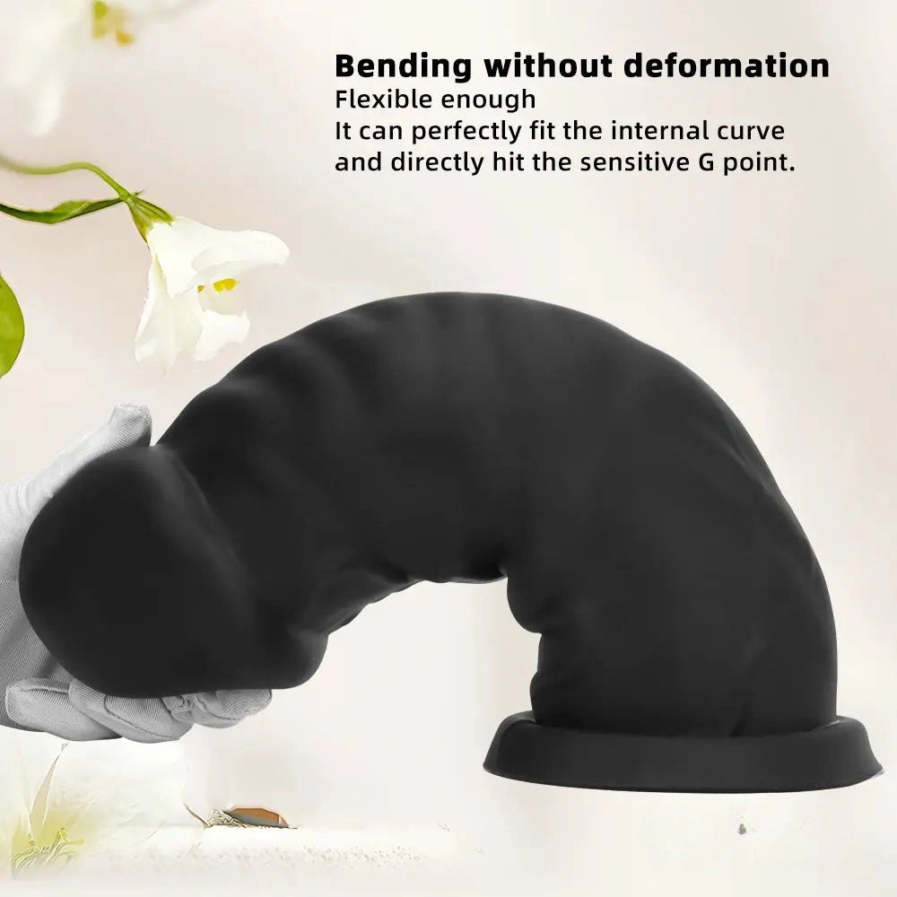 Black silicone mushroom head suction cup dildo, photo 2