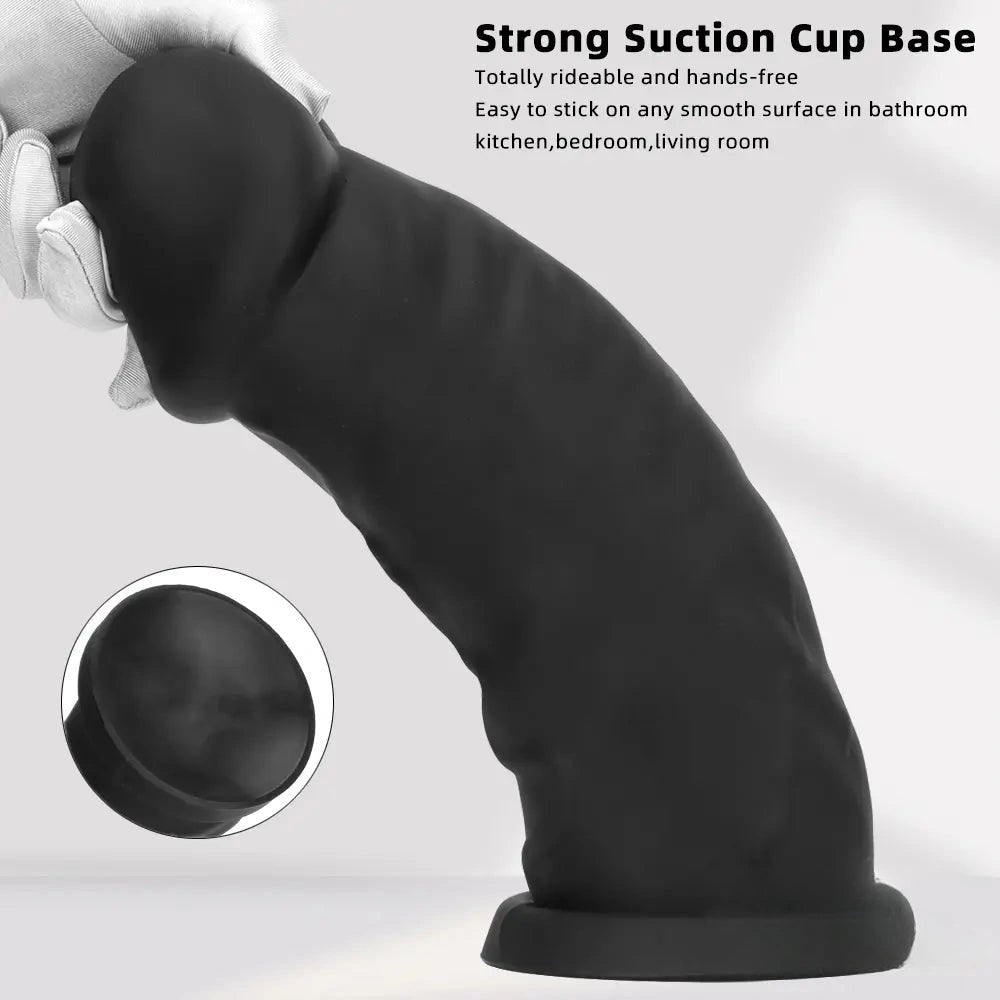Black silicone mushroom head suction cup dildo, photo 4
