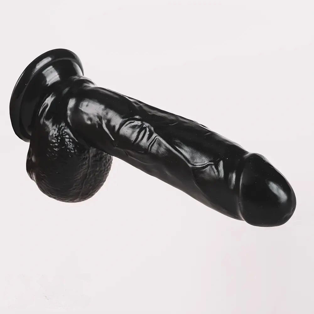 Black realistic PVC suction cup dildo
