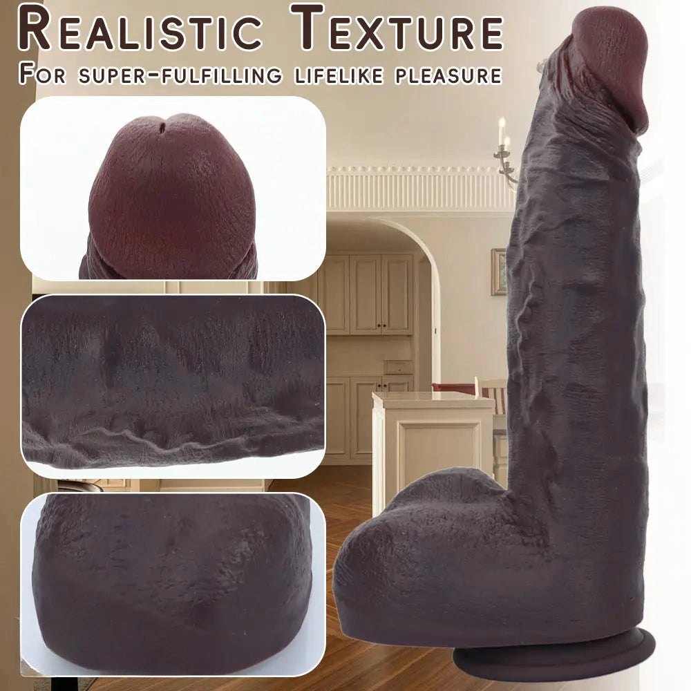 Coffee brown realistic suction cup dildo, photo 4