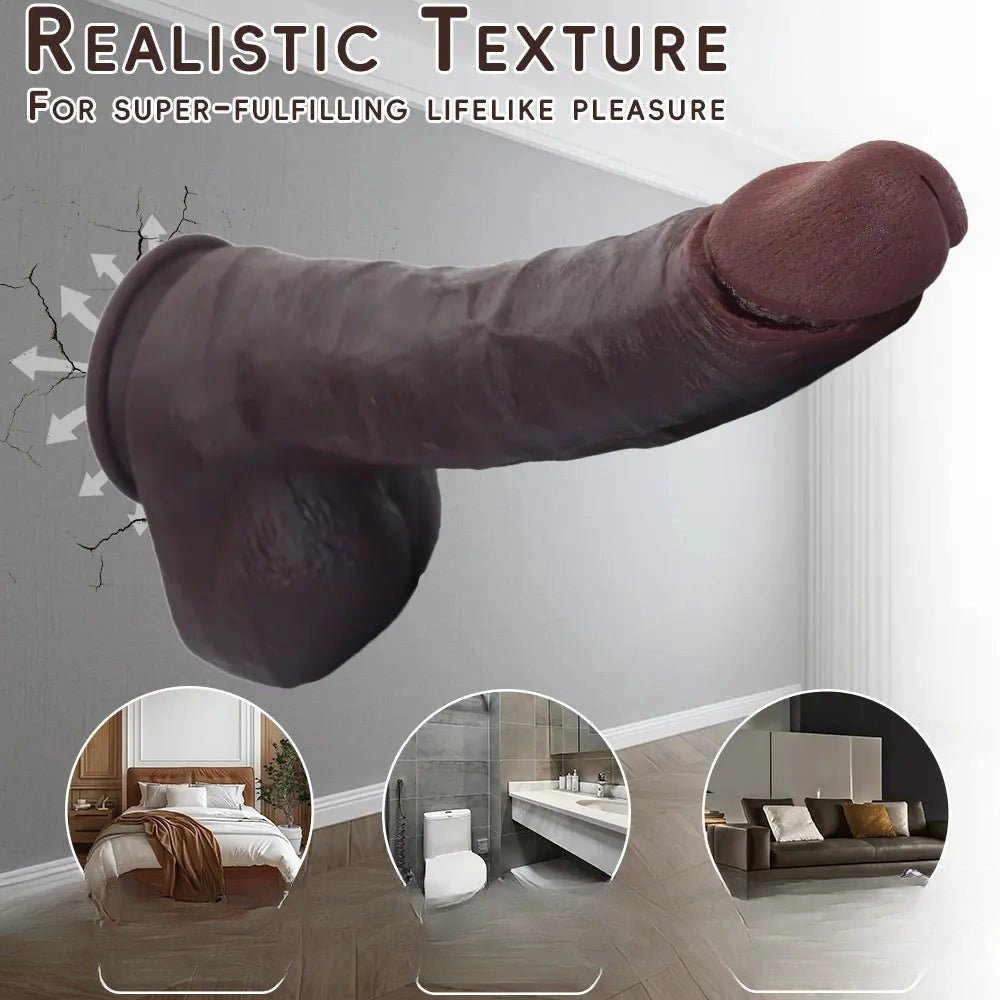 Coffee brown realistic suction cup dildo, photo 5