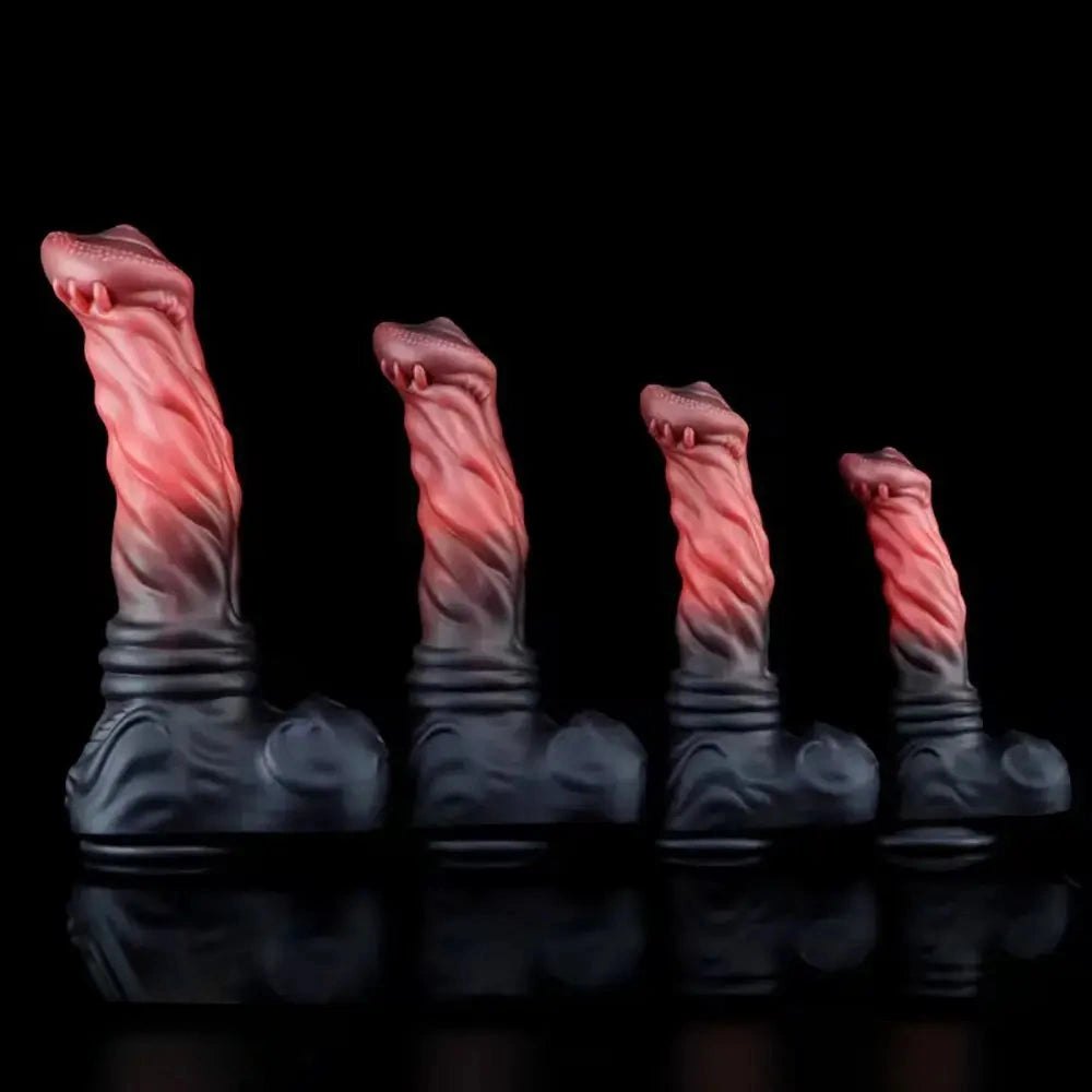 Red ridged animal silicone dildo, photo 1