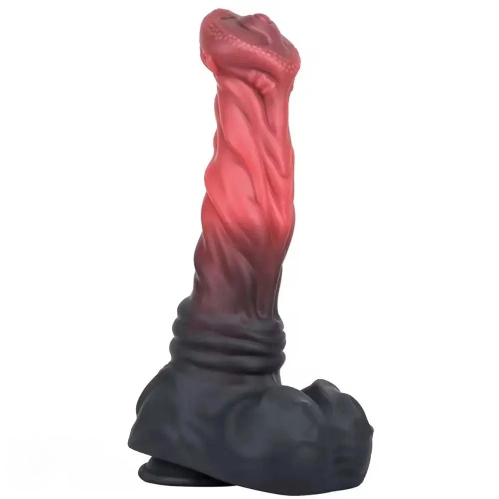 Red ridged animal silicone dildo, photo 2