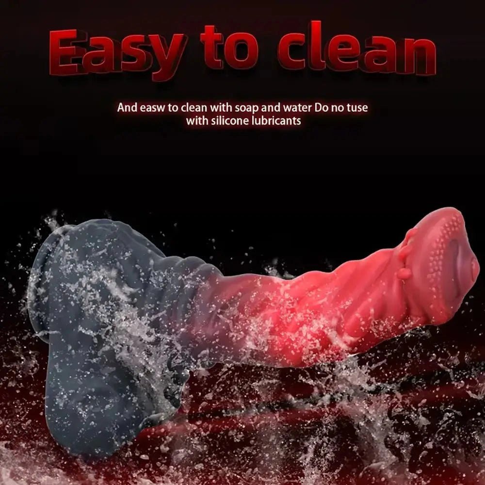 Red ridged animal silicone dildo, photo 3