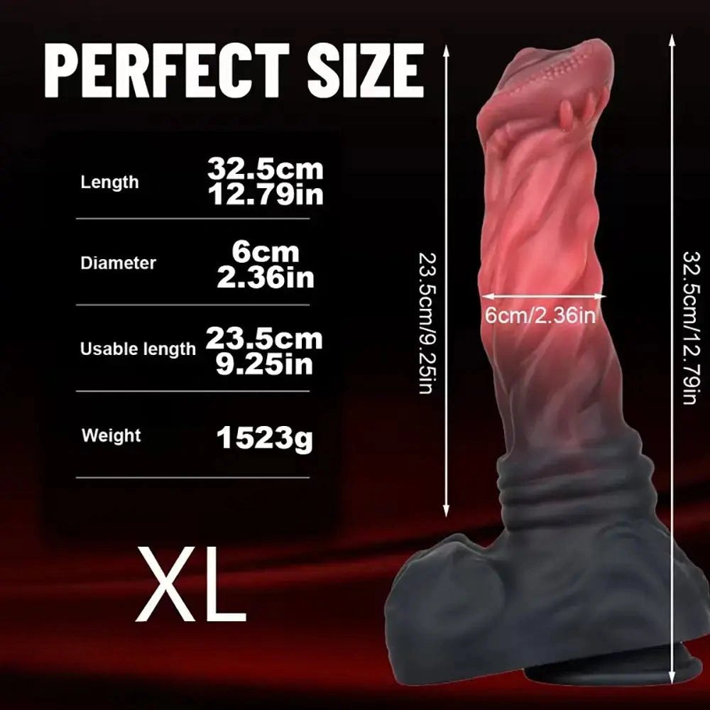 Red ridged animal silicone dildo, photo 4