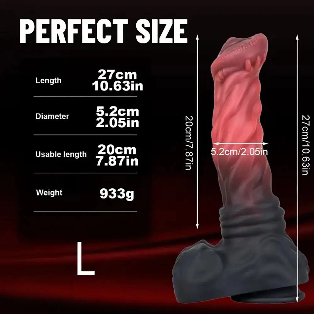 Red ridged animal silicone dildo, photo 5