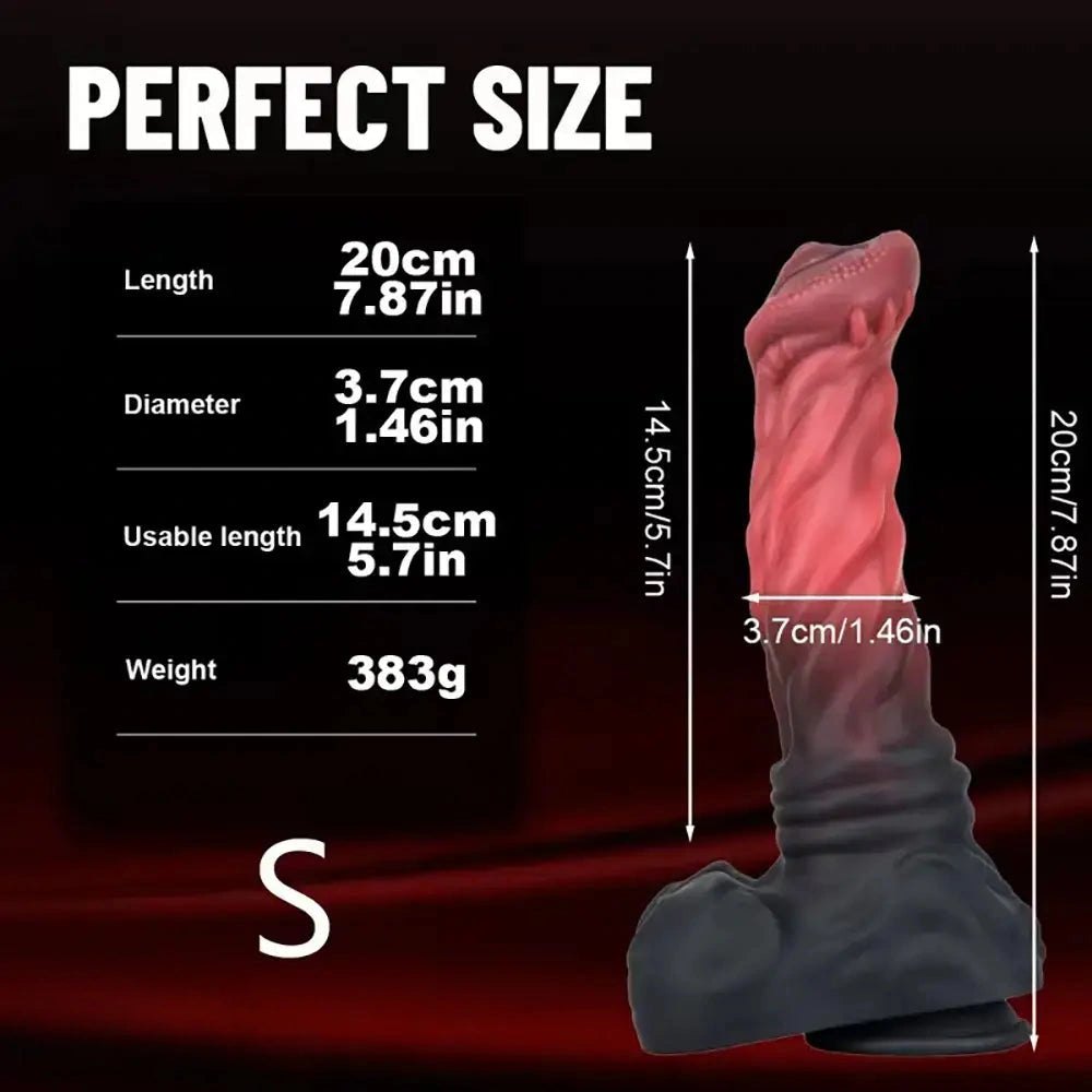 Red ridged animal silicone dildo, photo 7