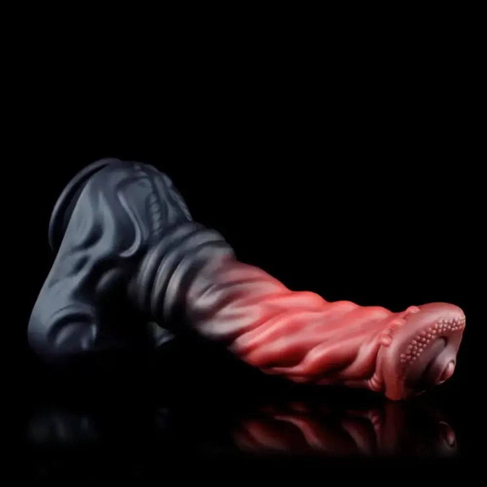 Red ridged animal silicone dildo, photo 8