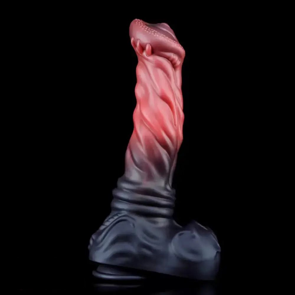 Red ridged animal silicone dildo, photo 9