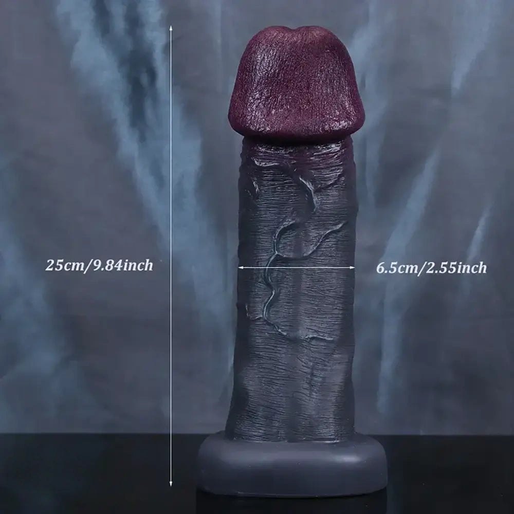 Ebony realistic silicone dildo with suction cup base