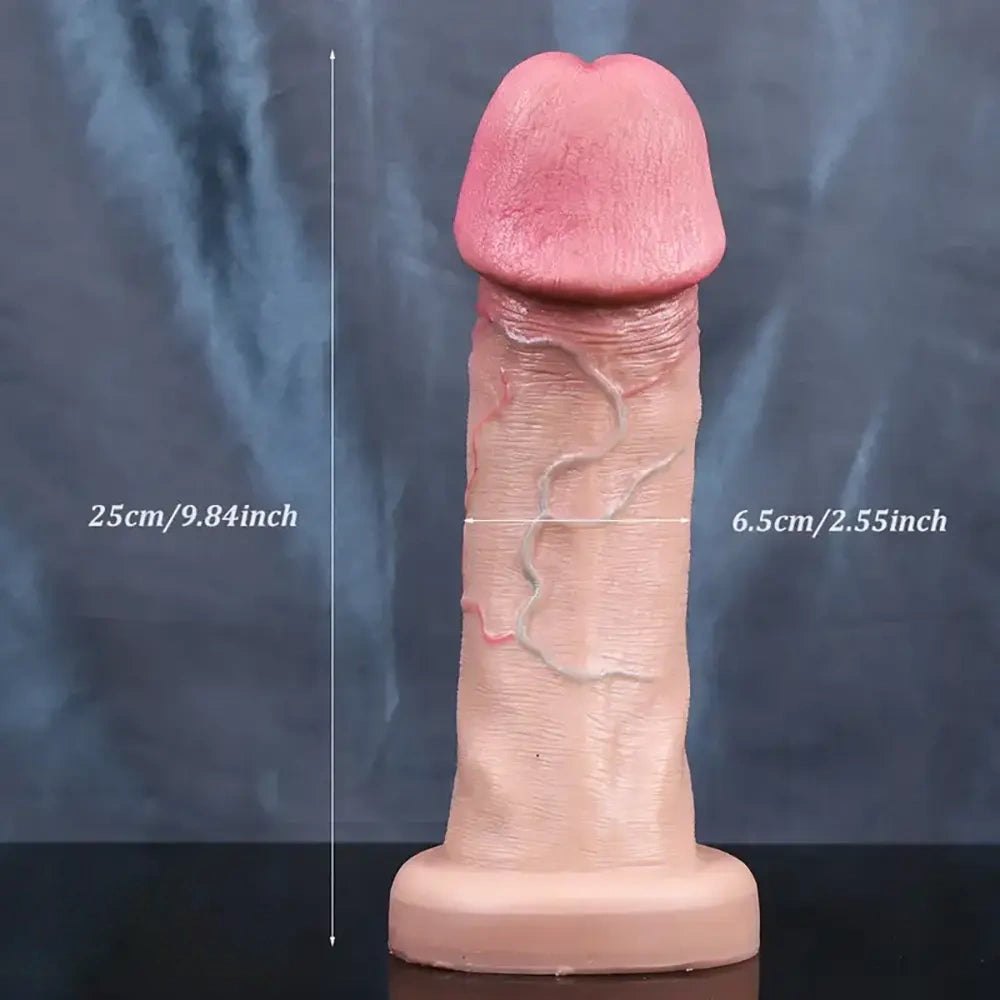 Flesh realistic silicone dildo with suction cup base