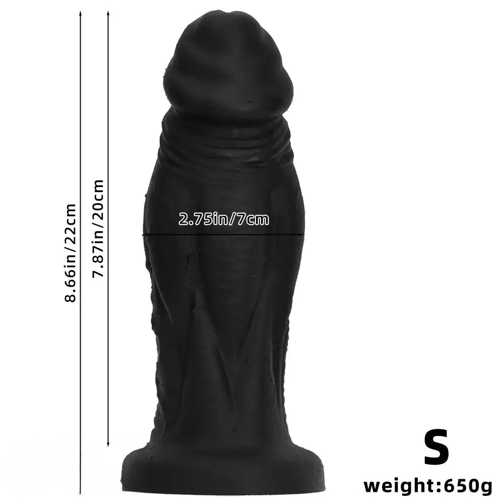 Black big realistic silicone suction cup dildo
