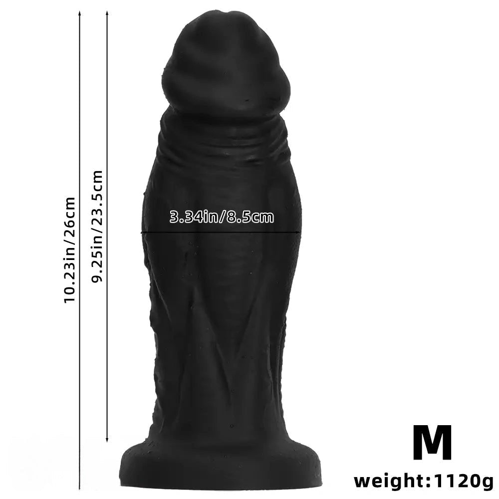 Black big realistic silicone suction cup dildo