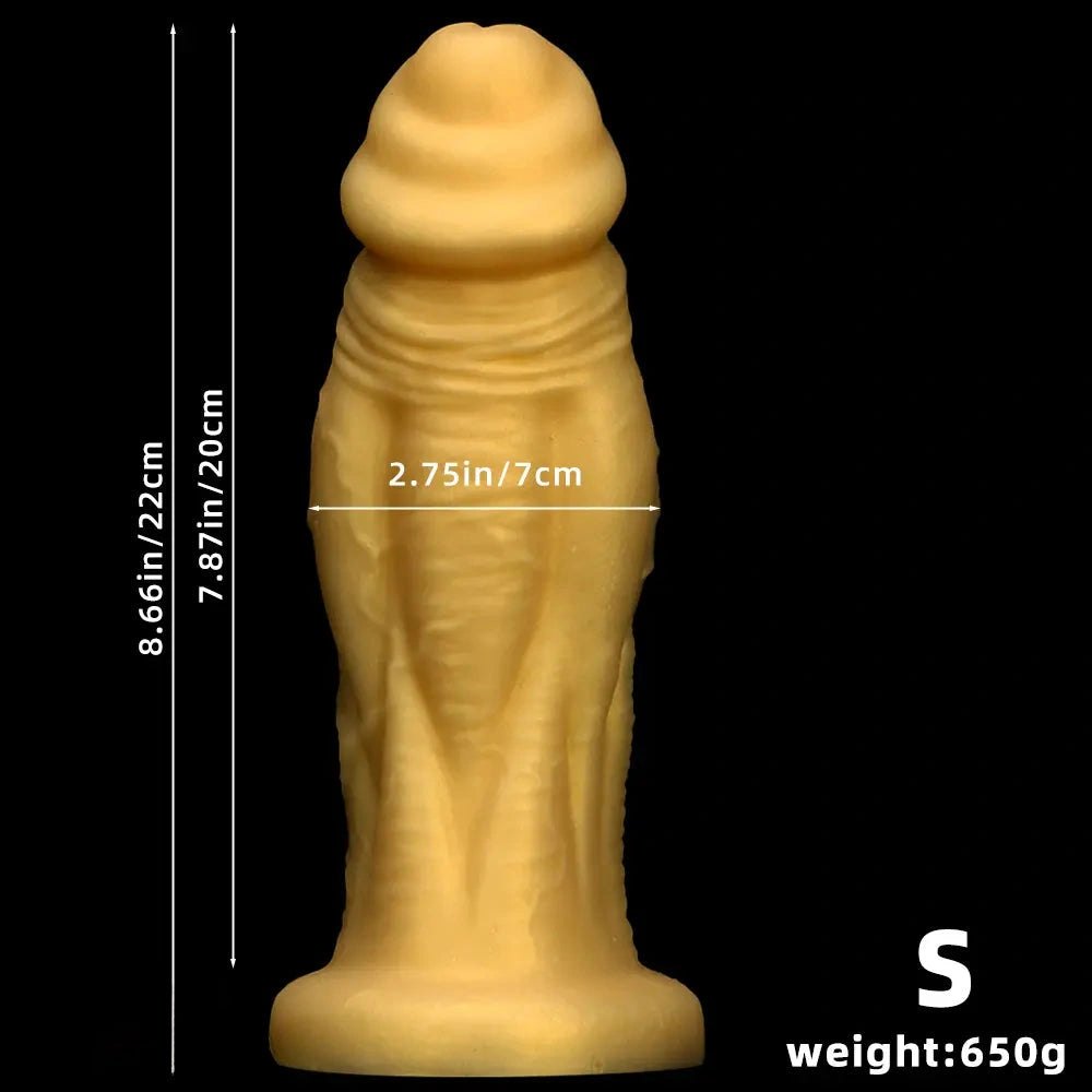 Gold big realistic silicone suction cup dildo