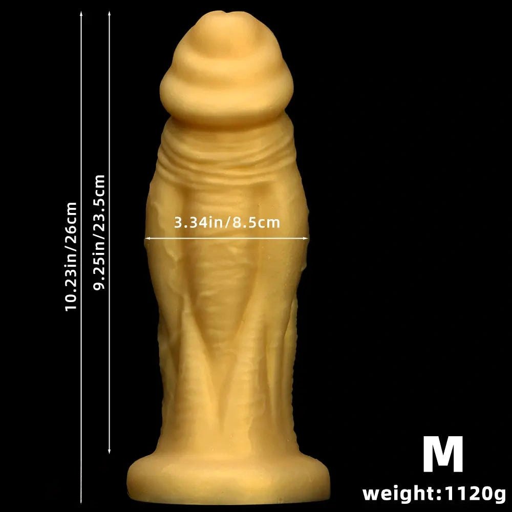 Gold big realistic silicone suction cup dildo