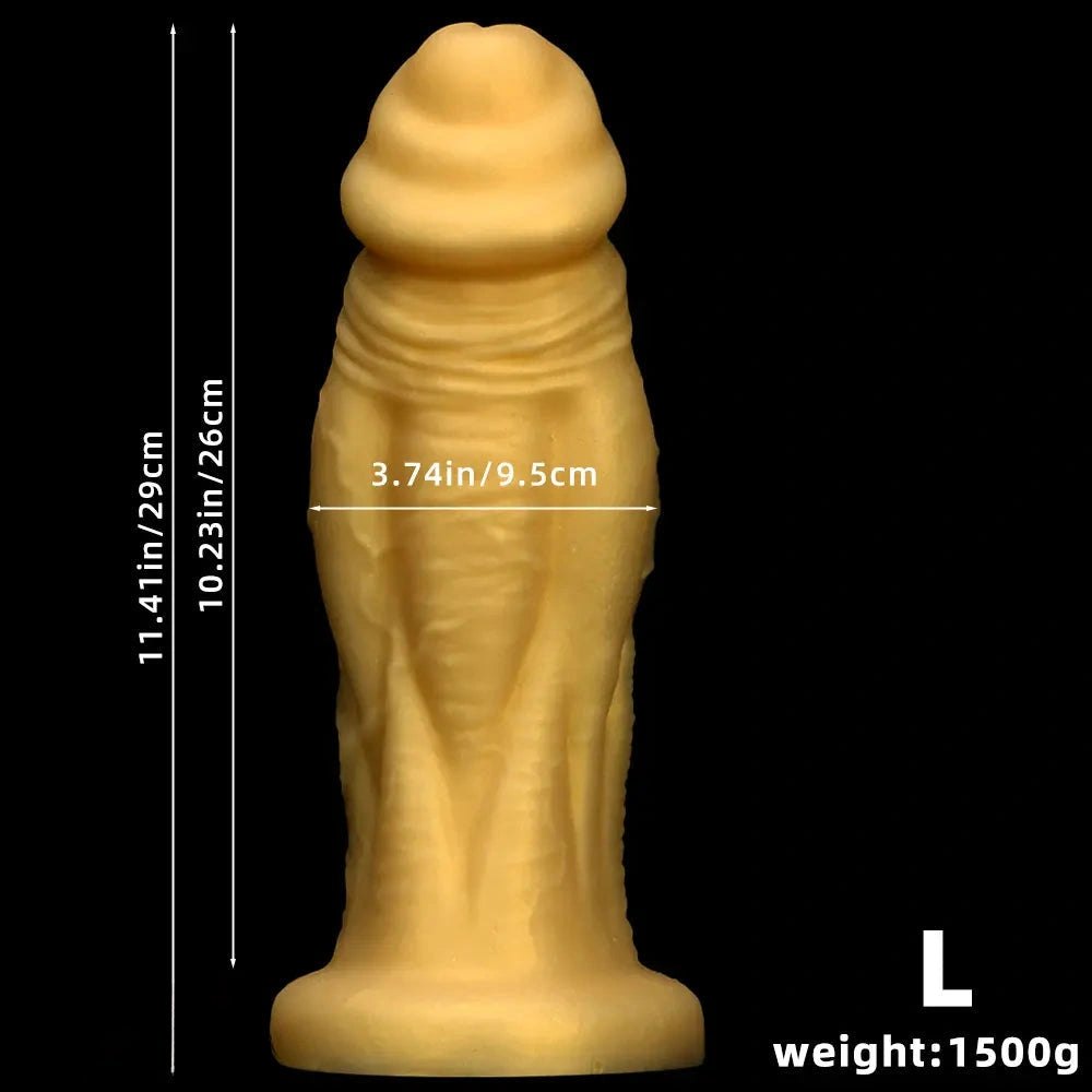 Gold big realistic silicone suction cup dildo