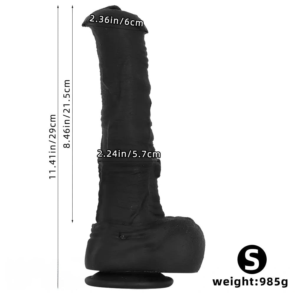 Black large thick silicone dildo, photo 12