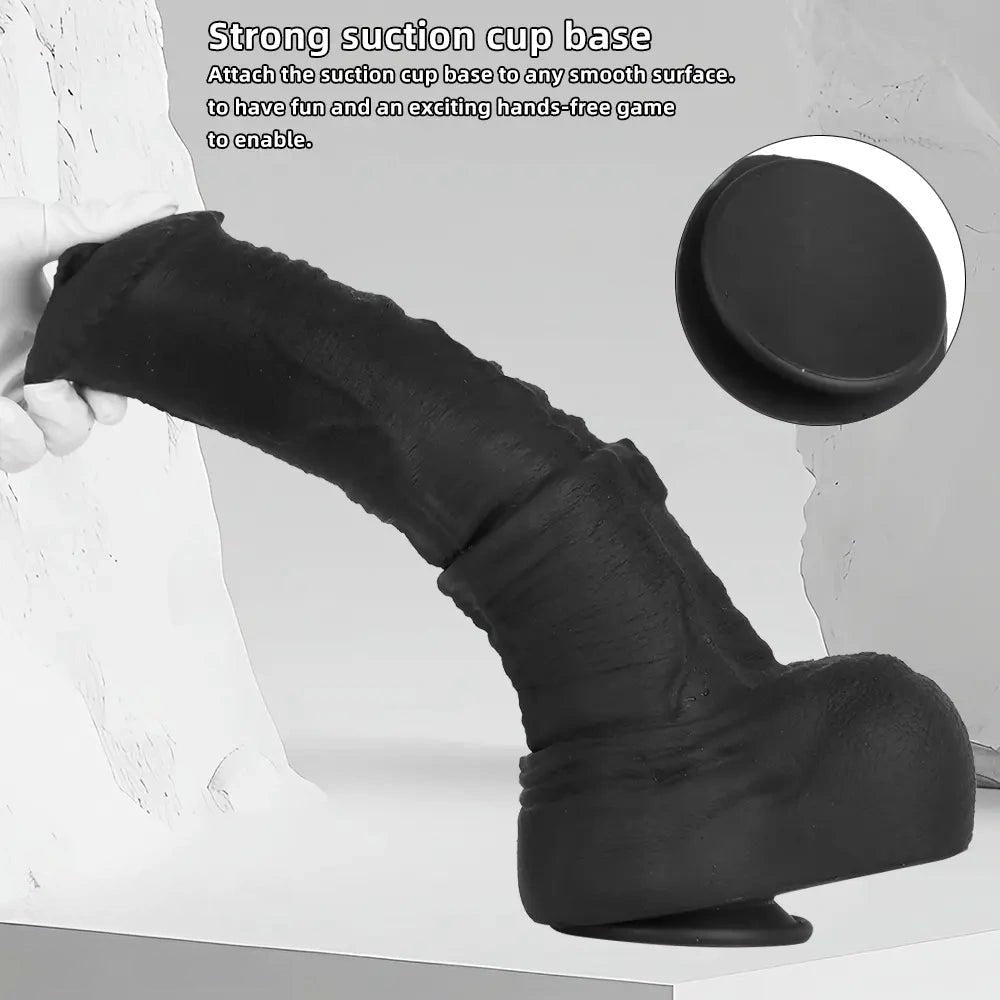 Black large thick silicone dildo, photo 9