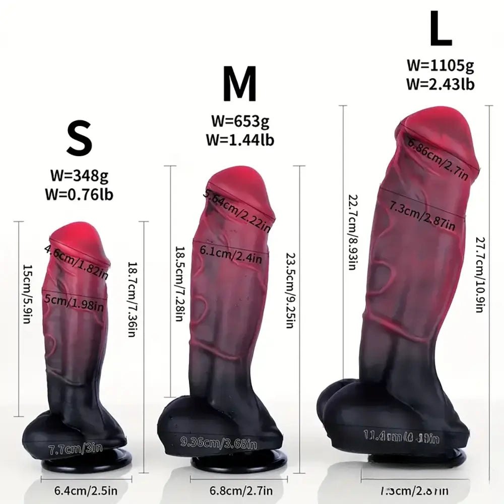Dark red and black ombre fantasy dildo, photo 10